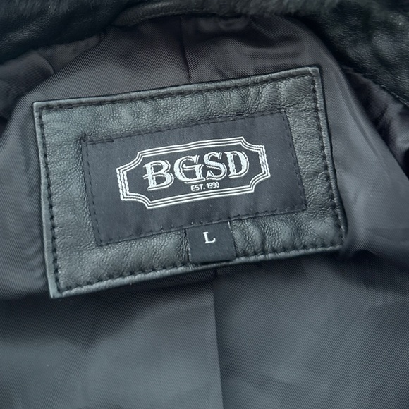 EUC BGSD 100% Lambskin Leather Sheep Shearling Fur Collar Y2K 90’s Black Jacket - Picture 3 of 14